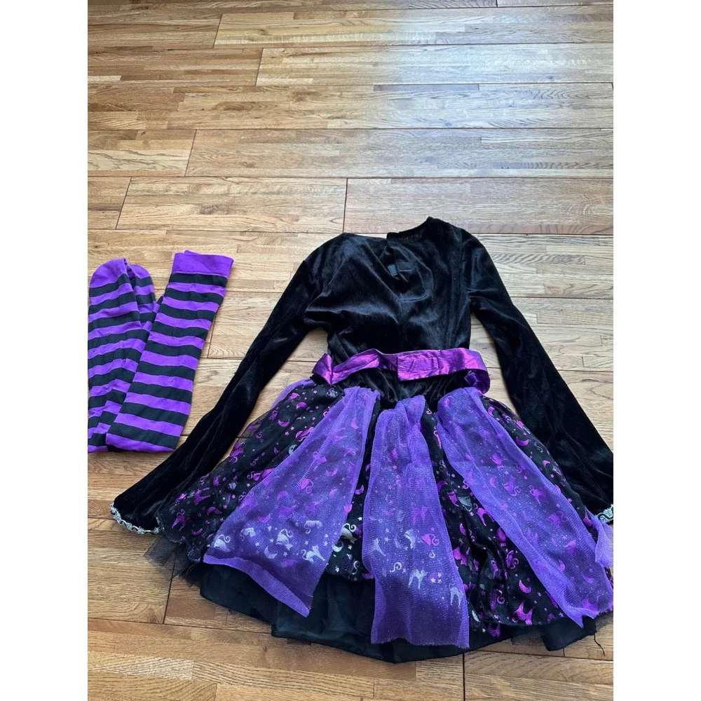 Kids Witch Costume Dress with Socks‎ Halloween Party Medium Spirit - Picture 8 of 9